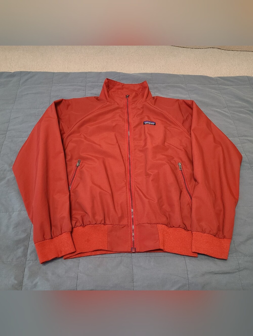 Patagonia Burnt Red Orange Baggies Nylon Bomber Windbreaker Blouson Jacket M